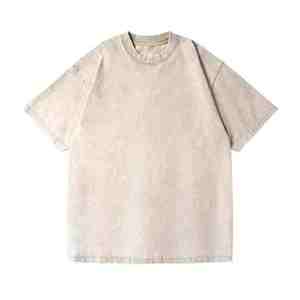 T-shirts pour hommes en coton délavé à l'acide et à la pierre, coupe oversize, effet vieilli, grammage lourd - Product Image 2