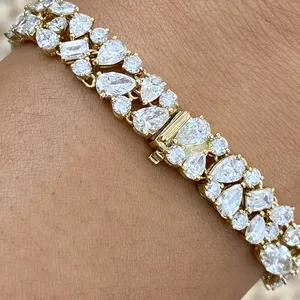 16.6ct F/VS2 Oval Cut Lab Grown Diamond Yellow Gold Tennis <b>Bracelet</b> Certified - Product Image 6