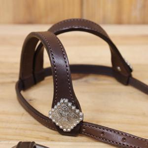 Ensemble de têtière et de collier de poitrail Western en cuir de vachette premium, léger, très tendance, avec motifs perlés personnalisés, équipement équestre saisonnier - Product Image 4