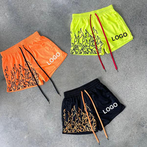 Shorts de sport pour hommes à séchage rapide, respirants, avec cordon de serrage, en toile tricotée unie, doublure en maille compressive, pour la course à pied, la gym et l'entraînement - Product Image 3