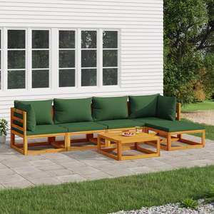 Conjunto de Muebles de Jardín de Madera de Acacia Sólida y Poliéster en Verde Natural para Uso en Exteriores - Product Image 1