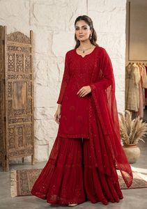Sequence Embroidery Work Georgette Readymade Top With Sequence Embroidery Work Sharara Bottom And Dupatta Ready To Wear - Product Image 2
