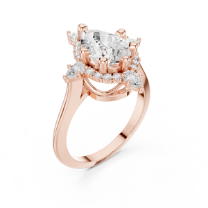 Bague de fiançailles Art Déco en forme de poire avec halo étoilé en moissanite créée en laboratoire pour femme, en acier inoxydable plaqué or rose - Product Image 4