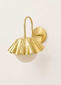 Modern Brass Finish <b>Wall</b> Lamp Fluted Metal <b>Sconce</b> Recessed <b>Wall</b> Mounted <b>Light</b> for Living Room Bedroom - Product Image 2