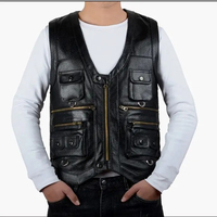 Gilet chauffant en cuir de vachette pour homme, col en V, imperméable, sans manches, marron, épais, de haute qualité, pour moto, décontracté, hiver