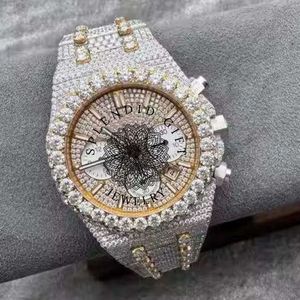 Splendide Montre de Luxe en Diamant avec Boîtier en Argent et Cristal Saphir, Moissanite, Mouvement Quartz Analogique ETA 28mm, Étanche 10m – Idéal Cadeau Bijou - Product Image 1