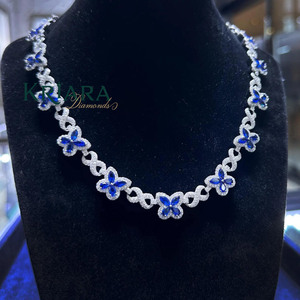 S925 Women's 18K Gold Plated Moissanite Flower <b>Statement</b> <b>Necklace</b> Pavé Setting Rhodium Plated Luxury Wedding Jewelry - Product Image 1