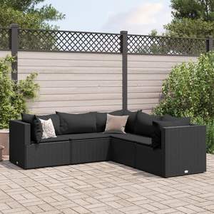 Conjunto de Muebles de Jardín de Esquina de 5 Plazas en Ratán Sintético Negro - Product Image 1