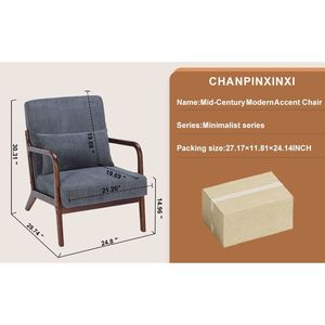Poltrona Moderna Mid-Century con Struttura in Legno Massello e Cuscino per Soggiorno e Lettura, Sedia Imbottita - Product Image 1