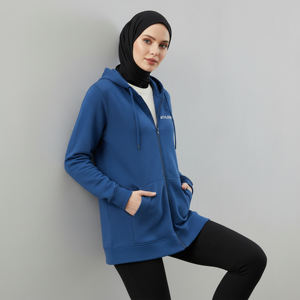 เสื้อฮู้ดแบบยาวทรงหลวม ซิปยาว ผ้าสีพื้น เรียบร้อย สไตล์อิสลาม สำหรับผู้หญิง เสื้อแจ็คเก็ตสำหรับเล่นกีฬา เสื้อคลุมลำลอง ชุดออกกำลังกาย เสื้อคลุมสำหรับวิ่ง ออกกำลังกาย สวมใส่ได้ทุกวัน - Product Image 1