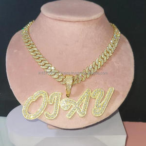 Personalized Moissanite Diamond " OTAY " Letter Pendant With Cuban Link Chain Fashion Jewelry - Product Image 2