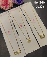 Kalung Liontin Mangalsutra Minimalis Trendy Geometris Berlapis Emas untuk Anak-Anak, Bahan Stainless Steel dengan Hiasan Berlian Amerika Micro Pave
