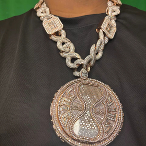 Custom Iced Out Hourglass Pendant Spinning Heavy Charm Custom Letters VVS Moissanite Huge Hip Hop Pendant for Men Jewelry - Product Image 1