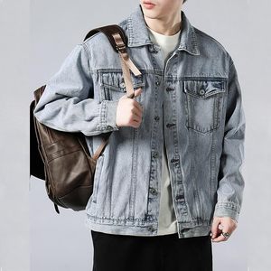 Chaqueta de Mezclilla Azul Claro para Hombre, Corte Regular, Color Sólido, Cierre de Botones, Estilo Casual, Lavado a la Piedra, para Otoño, 100% Algodón - Product Image 3