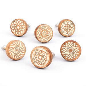 Tiradores de Madera Rectangulares para Gabinetes, Diseño Floral Bohemio, Ecológicos, Tiradores de Madera de Pino al por Mayor - Product Image 1