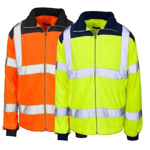 <b>High</b> Visibility Safety <b>Jacket</b> Class 2 <b>Orange</b> and Yellow Reflective Workwear with Silver Stripes Zipper Closure - Product Image 2