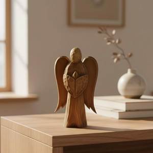 Centre de table en bois en forme d'ange, pièce décorative artisanale pour la décoration de la maison et les cadeaux - Product Image 1
