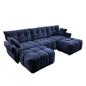 Elegante Set Divano a 3 Posti con Pouf e Cuscini Decorativi, Struttura Robusta in Legno Massello, Tessuto Chenille per Soggiorno - Product Image 4
