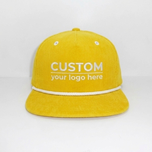 Casquette Snapback 5 Panneaux en Velours Côtelé pour le Golf et le Sport, Visière Plate, Logo Personnalisé, Fermeture Réglable, OEM ODM, Faible MOQ, Vente en Gros, Respirante - Product Image 1