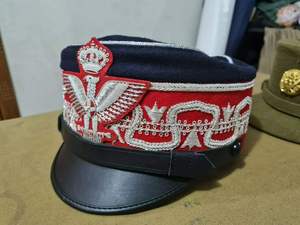 Gorra táctica bordada en rojo y azul marino con emblema de águila plateada y corona, gorra formal de visera para hombre - Product Image 3
