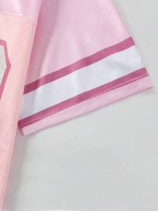 Camiseta de malla oversize OEM rosa con pedrería termoadhesiva para mujer, estilo Y2K, 23 - Product Image 6