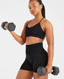 Women's Customized Color <b>One</b> Set High Waisted Above Knee Shorts Crop <b>Top</b> Breathable Spandex Activewear Workout Yoga Fitness Wear - Product Image 1