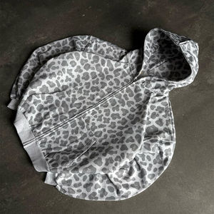 Sweat à capuche zippé OEM personnalisé, coupe ample, style streetwear, en molleton bouclette 100% coton, vintage, manches longues, pour l'hiver - Product Image 2