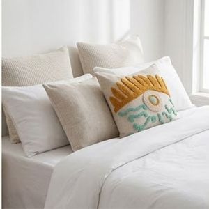 Housse de coussin décorative bohème brodée avec motif cœur et soleil, carrée, en lin et coton, lavable - Product Image 4