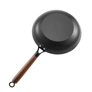 Round Nonstick Frying <b>Pan</b> Set With Wood <b>Handle</b> Ceramic Coating For Induction Cooker Hand Wash Only - Product Image 3