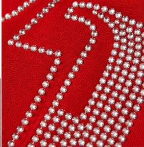 Sweat-shirt à capuche surdimensionné rouge pour homme, broderie de logo WSI en strass, streetwear, polaire, 100% coton, vêtements d'hiver - Product Image 4