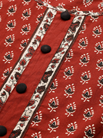 Kurta Anarkali en coton marron à motifs floraux pour femmes grandes tailles, col rond, manches trois quarts, tenue confortable pour tous les jours