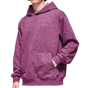 2025 hommes poids lourd 100% coton à capuche 400gsm pull surdimensionné avec Batik Style lavage à l'acide Look teint uni pour l'hiver - Product Image 1