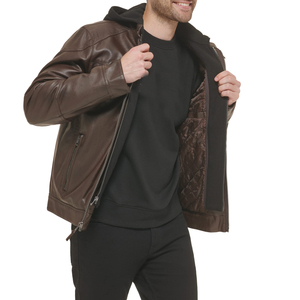 Chaqueta de Cuero de Alta Calidad Directo de Fábrica, Chaqueta de Cuero al por Mayor para Hombre con Cierre y Logotipo Personalizado Impreso - Product Image 5
