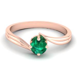 แหวนเพชรทรงกลมเจียระไนแบบบริลเลียนต์ 0.5 กะรัต ประดับมรกตทองคำขาว 14K ยี่ห้อ REYES สำหรับผู้หญิง เครื่องประดับอัญมณีชั้นดี - Product Image 5