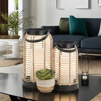 Handgewebte Natürliche Rattan Umweltfreundliche Bestseller Weihnachts-Dekorationslaternen Kerzenhalter Tischdekoration Set 2 für Innenbereich
