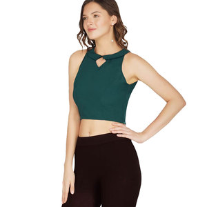 Women Most Fashionable Green Color Loose Fit Oversized Cropped T Shirt With O Neck Women Cropped T Shirt Women <b>Crop</b> <b>Tops</b> - Product Image 4