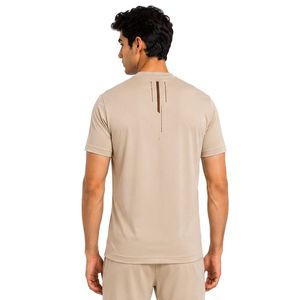 T-shirt de sport pour homme beige, séchage rapide, pour la gym, la course et l'entraînement, personnalisable avec logo, OEM ODM, vêtements de sport - Product Image 2