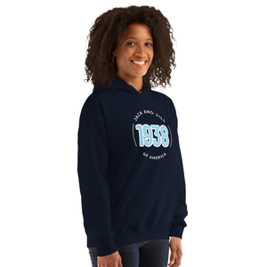 Sweat-shirt à capuche unisexe bleu marine avec motif brodé circulaire, en molleton, à manches longues, décontracté, pour l'hiver - Product Image 1