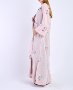 New Wholesale Style Modest Abaya Robe Islamic Clothing Front Open Muslim Women Long Dress Polyester Floral V Neck Long Sleeve - Product Image 5