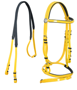 Brida de PVC para Caballo en Combinación Rojo y Negro con Riendas de Goma y Hebillas de Acero Inoxidable, Brida de PVC Personalizada - Product Image 5