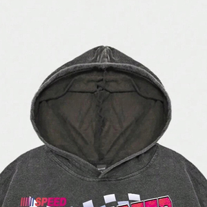 Sweat à capuche Cosmic Speed Racing gris rose imprimé voiture coupe classique streetwear homme automne molleton 100% coton séchage rapide sublimation - Product Image 4