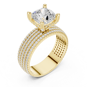 Anillo de Compromiso Clásico de Oro Amarillo de 14K con Corte Cojín de 3 CT, Diamante Cultivado en Laboratorio con Certificado IGI, Regalos de Aniversario y Boda - Product Image 4