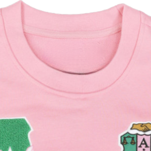 Sweat-shirt rose AKA avec broderie en chenille verte, col rond, pour femmes, style grec, col rond, coupe décontractée, sweat-shirt élégant de qualité supérieure - Product Image 3