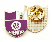 Ensemble de badges personnalisés en émail dur, forme bouclier triangulaire, en métal, pour clubs sportifs (football, volleyball), cadeau d'équipe, vente en gros