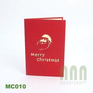 Cartes de vœux personnalisées en 3D avec impression de Père Noël, estampage à chaud doré, finition vernissage UV, papier 'Merci', souvenir de Noël - Product Image 4