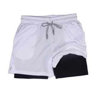 High Quality Mens Solid Double <b>Layer</b> Eco-Friendly Breathable Quick Dry Mesh Fitness Shorts Gym Workout Custom - Product Image 1