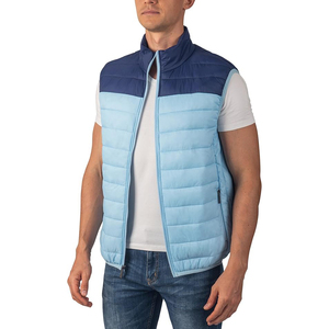 Two Tone Colour Block Puffer Vest <b>Men</b> Sky Blue <b>Navy</b> Quilted Insulated <b>Gilet</b> Sleeveless Wholesale OEM - Product Image 6