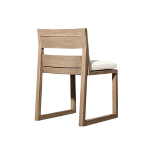 Chaise de jardin en teck avec coussin, siège d'extérieur en bois massif, chaise de salle à manger pour parc, villa, hôtel - Product Image 2