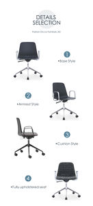 Chaises de travail pivotantes de bureau de conférence Salle de réunion personnalisées de luxe entièrement rembourrées ergonomiques pour visiteurs - Product Image 4