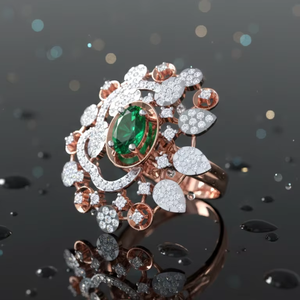 Bague de luxe en or rose avec grand motif floral et accents de diamants pour les cadeaux de mariage et de fête pour femmes - Product Image 4